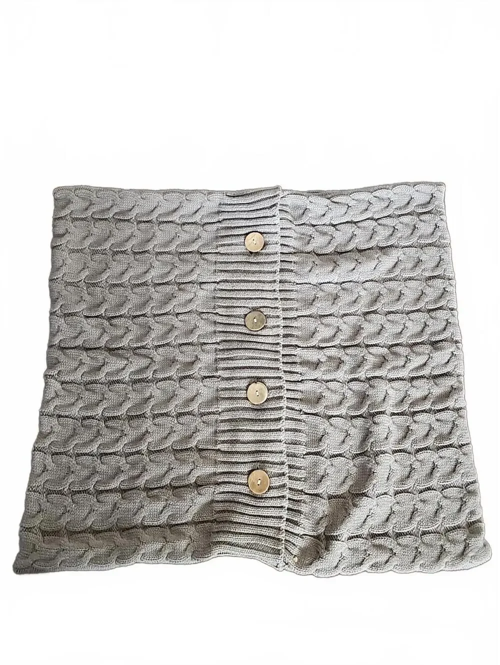 Gray Cable Knit Sweater Square Pillowcase 18× 18